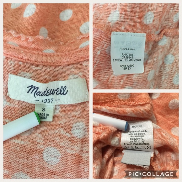 Madewell S Linen Tank Top Polka Dot 73600 - Picture 8 of 8
